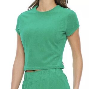 Juicy Couture Women's Green Terry Cloth Crop Top